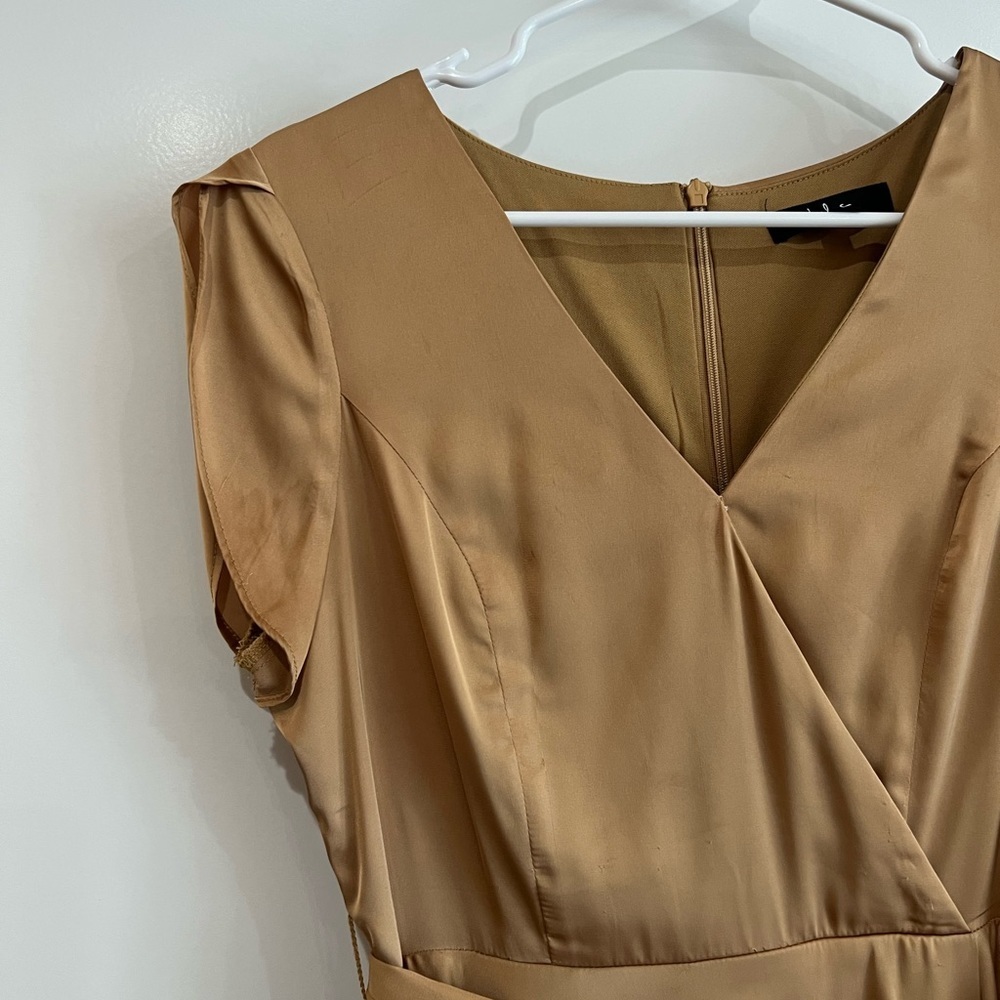 Lulus Fallen For You Champagne Gold Satin High-Low Maci Dress - Picture 7 of 11
